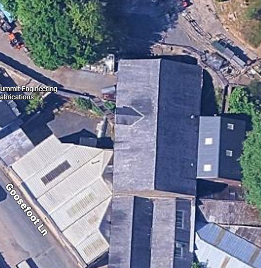 Aerial view of Summit Engineering Fabrications site on Goosefoot Lane, Preston